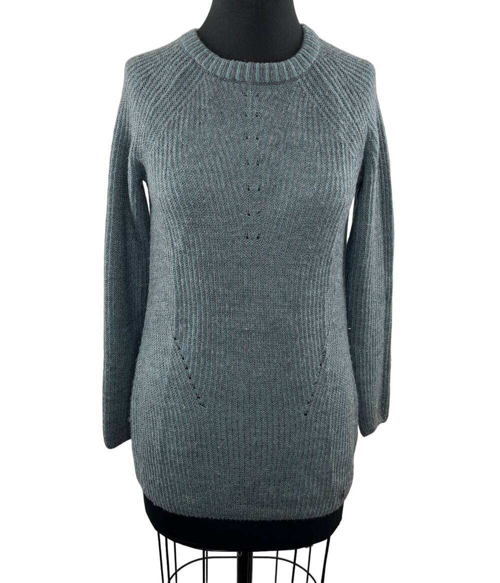 Numph Chunky Knit Blue Gray Crewneck Sweater 7517 Wool Alpaca Blend Pullover XS